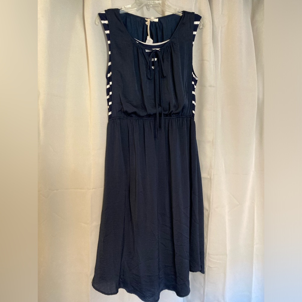 Mystree navy inset sleeveless midi dress